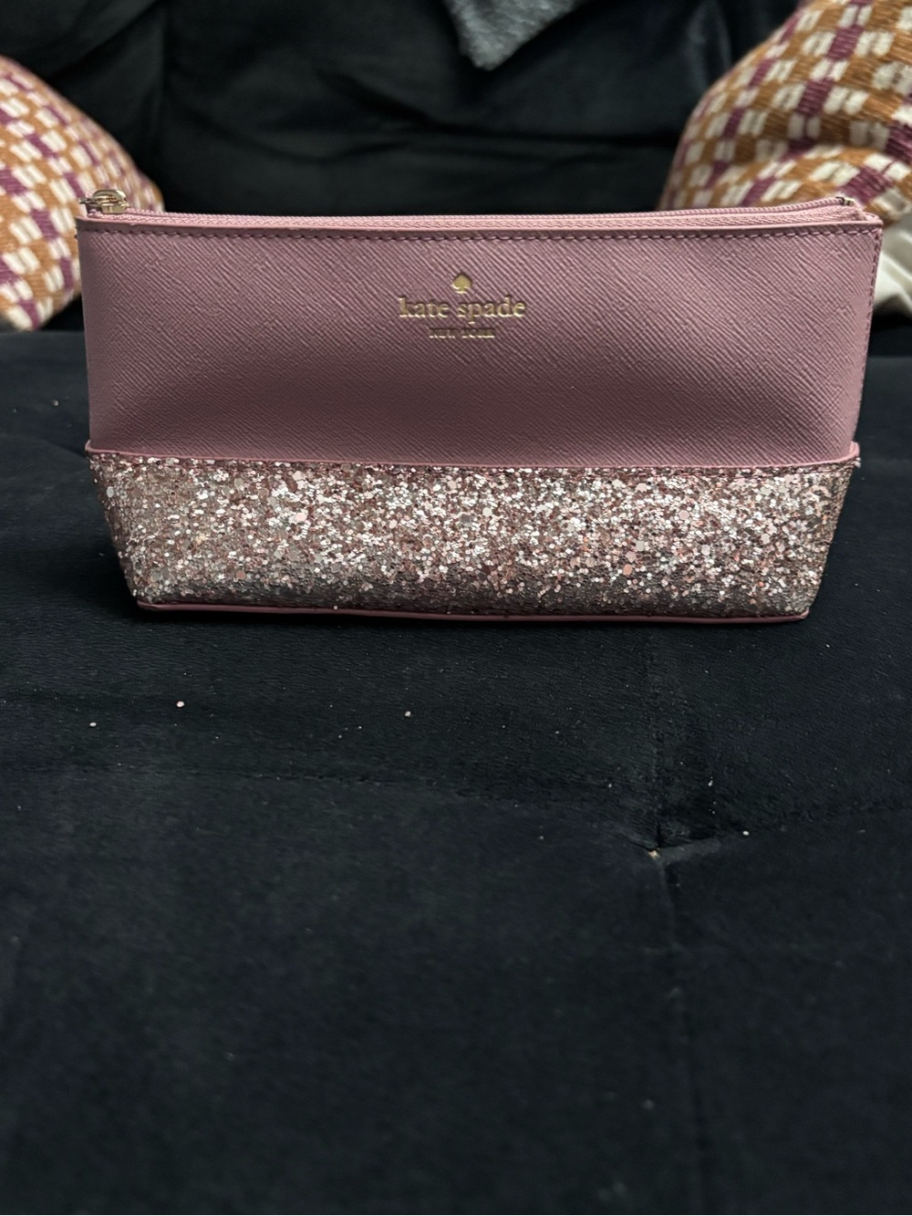 kate spade Dusty Rose Glitter Cosmetic Pouch - Picture 1 of 6